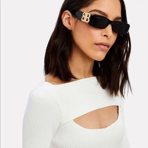 Balenciaga Black Rectangular Logo-Temple Sunglasses